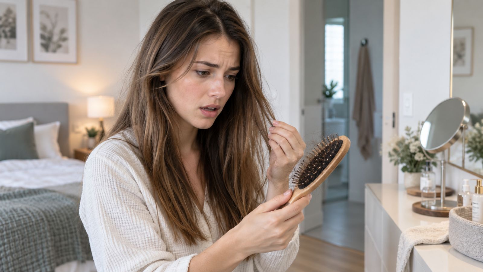 Woman checking the condition of her hair
